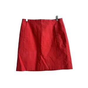 Cotton Linen Red Skirt Office Work Career Spring Vibrant Preppy Size 6